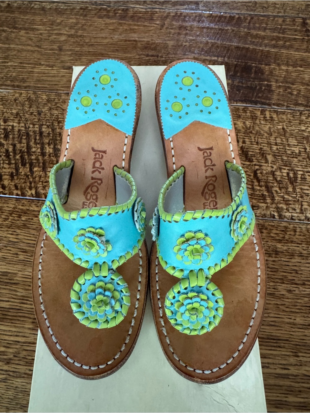 Jack Rogers Aqua/Lime Sandals